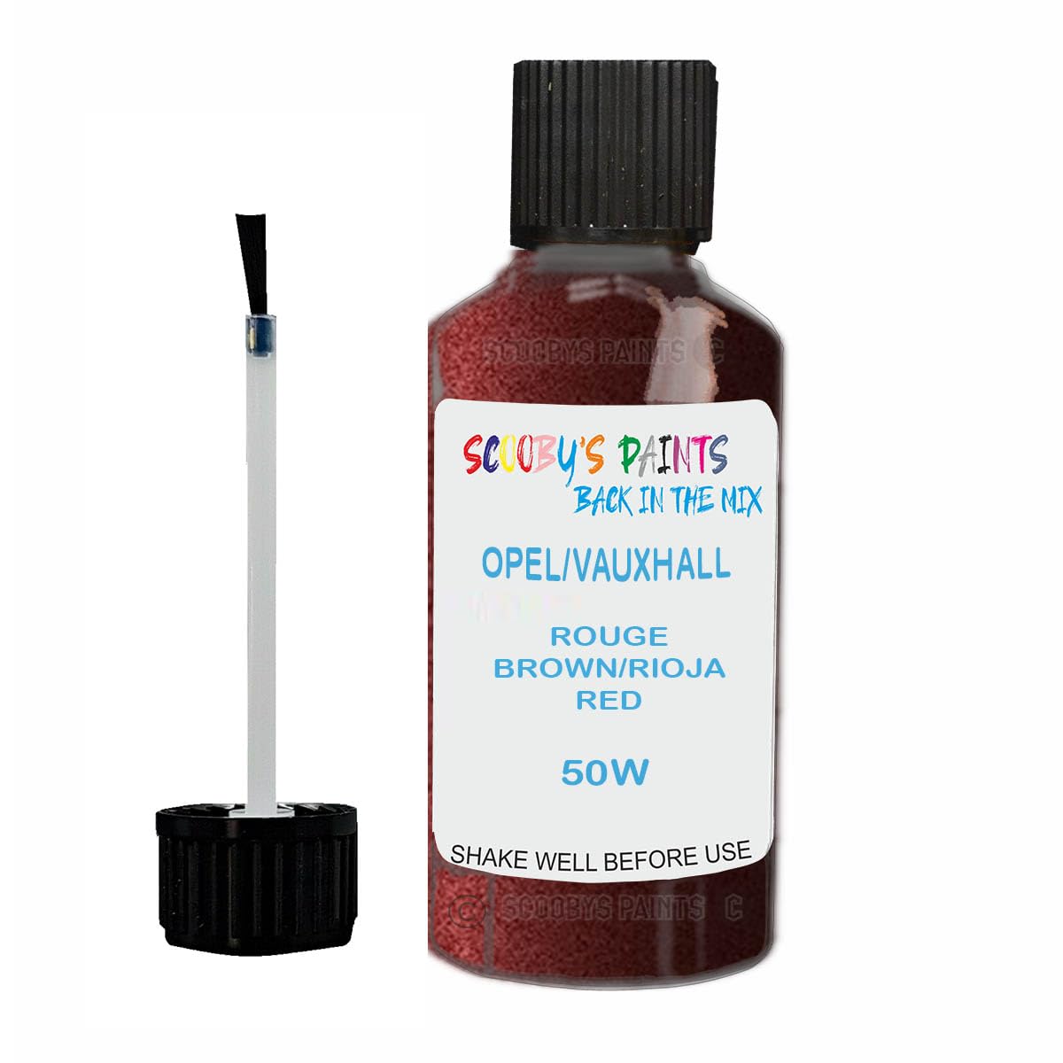 Scoobys Paints Back In The Mix Rouge Brown/Rioja Red Touch Up Paint For Vauxhall 50W Metallic