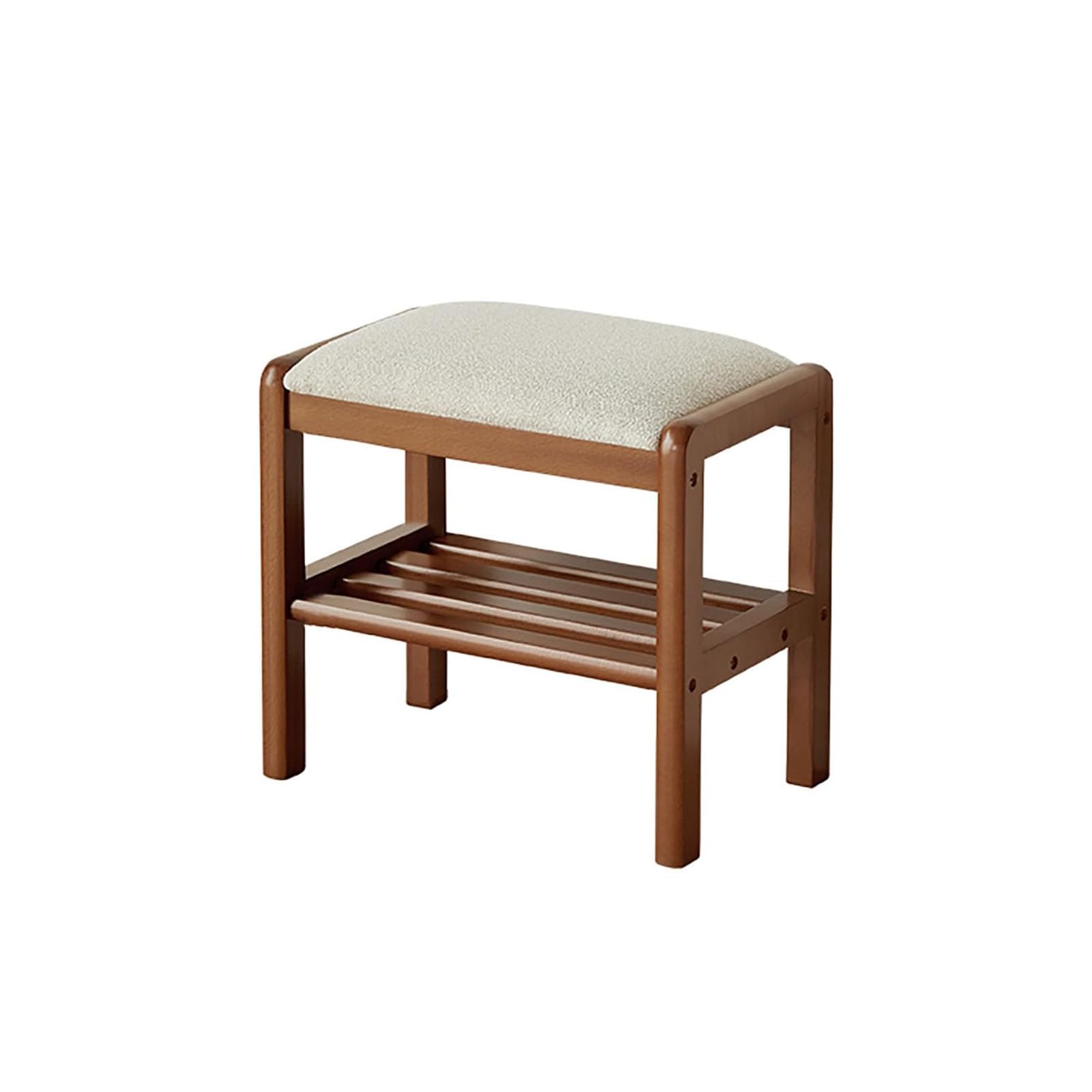 GYEQXKT Wooden Entryway Bench with Shoe Storage, Fabric Upholstered Rack for Bedroom, Living Room, Hallway - 60cm Length