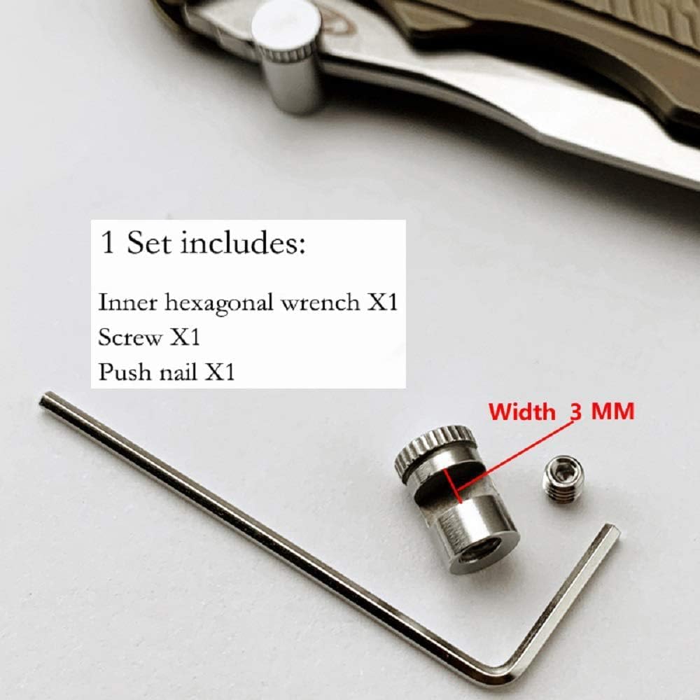 Thumb Stud Knives Replacement For Buck 110 & other Folding Knife, Universal Replacement Thumb Button for Folding Hunting Knives Blade with Screw & Hex Wrench 8 Sets (No knife) Gold image 3