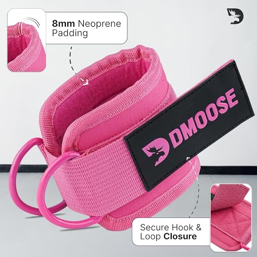Image of DMoose Ankle Strap for Cable Machine - One Size Fit with Premium Padding, Workout Kickback Ankle Cuffs, Ankle Bands for Working Out, Booty Workouts, Leg Extension, Hip Abductors & Lower Body Exercises