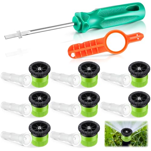 18 Pcs Variable Arc Nozzle Radius, Pop up Sprinkler Head Kit(Green&Orange)