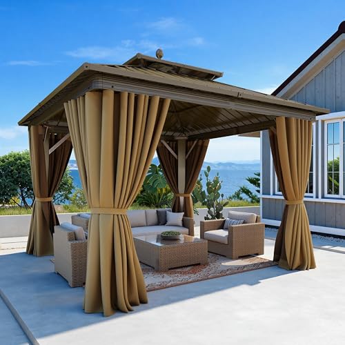 DWVO 10x10ft Aluminum Gazebo Hardtop Double Roof Canopy...