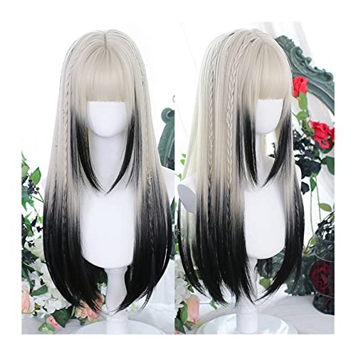 Perruque dégradé argenté et gris foncé pour cosplay Halloween et soirées à thème chic