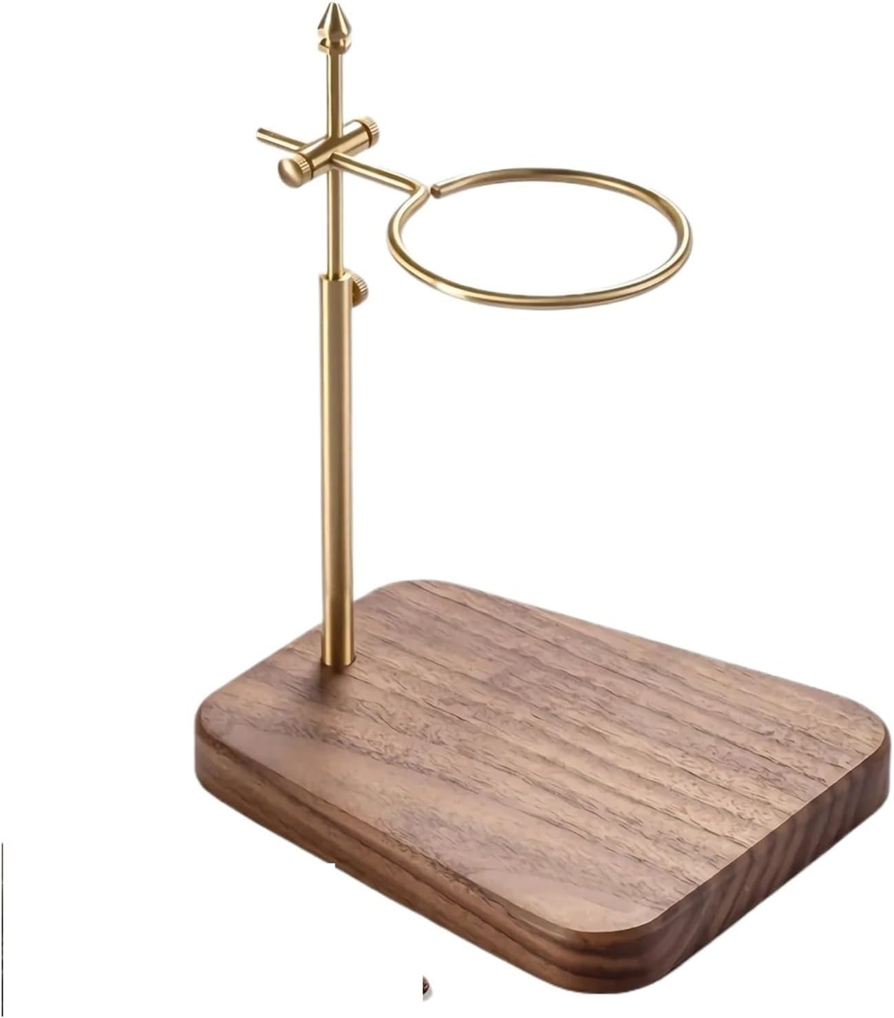 Pour Over Stand Coffee Station, Pure Copper Pour Over Dripper Height Adjustable Coffee Filter Stand with Walnut Wooden Base