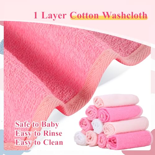 Image of CroBlissful 12 Pack Colorful Baby Washcloths 12 * 12 inch Newborn Wash Cloths Baby Soft Cotton Towels Reusable Baby Wipes for Face, 4 Colors(Pink)