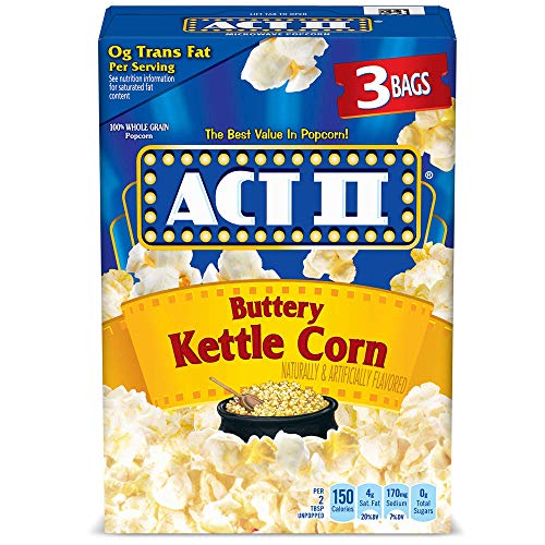 ACT II Buttery Kettle Corn Microwave Popcorn, 3-Count, 2.75-oz. Bags (Pack of...
