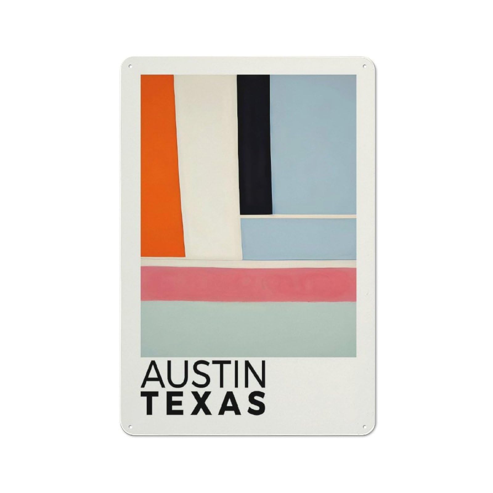 Austin Texas Rustic Metal Sign 30x20cm for Garden Room Or Summerhouse, for Themed Interiors in Garden Rooms And Summerhouses