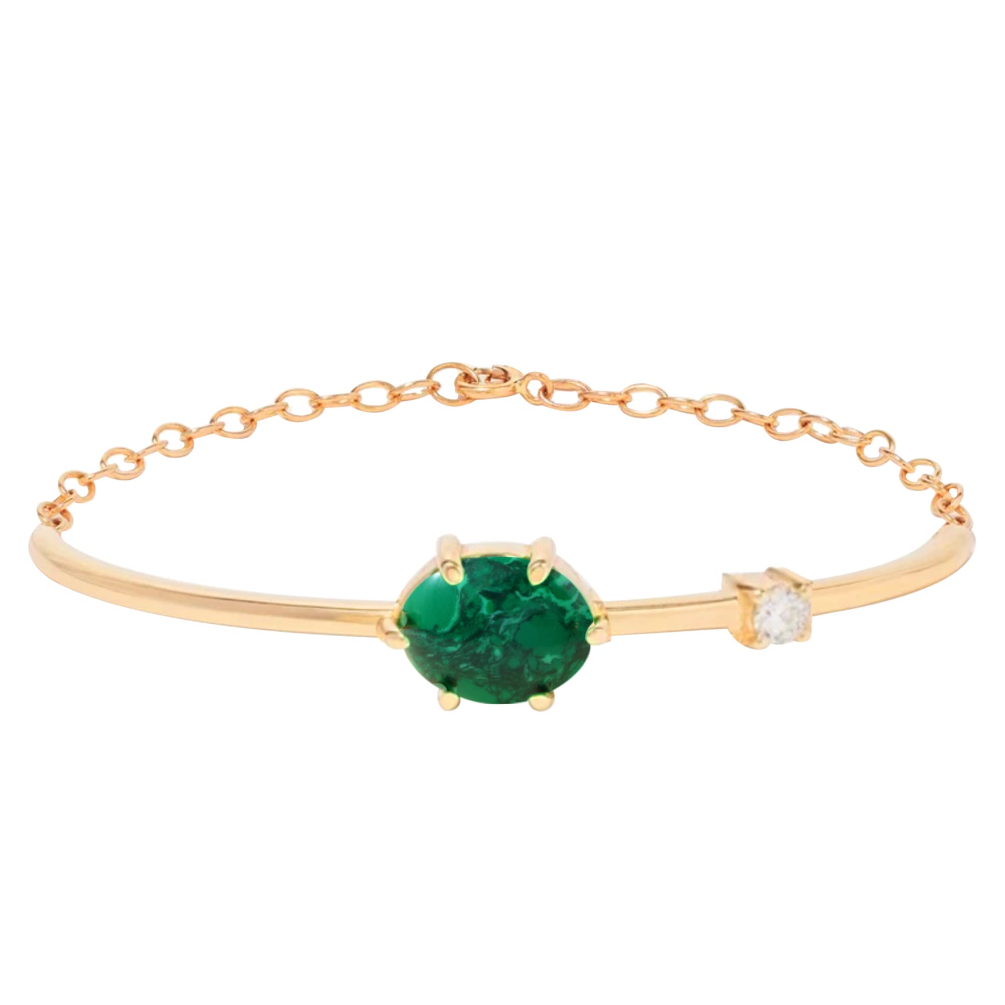 Austrian Cubic Zirconia Diamond with Green Stone Brass Chain Bracelet | Adjustable and Extendable Loop for Chain | Ideal Gift for Her/Girl/Women