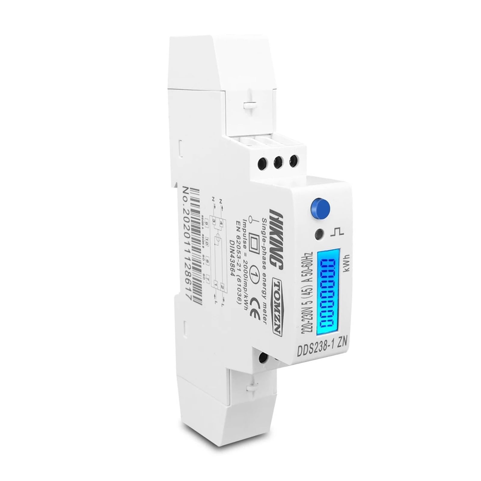 5(45) A 45A MAX 220V 230V 50HZ 60HZ Voltage Current Single Phase Din Rail Watt Hour Energy Meter with RS485