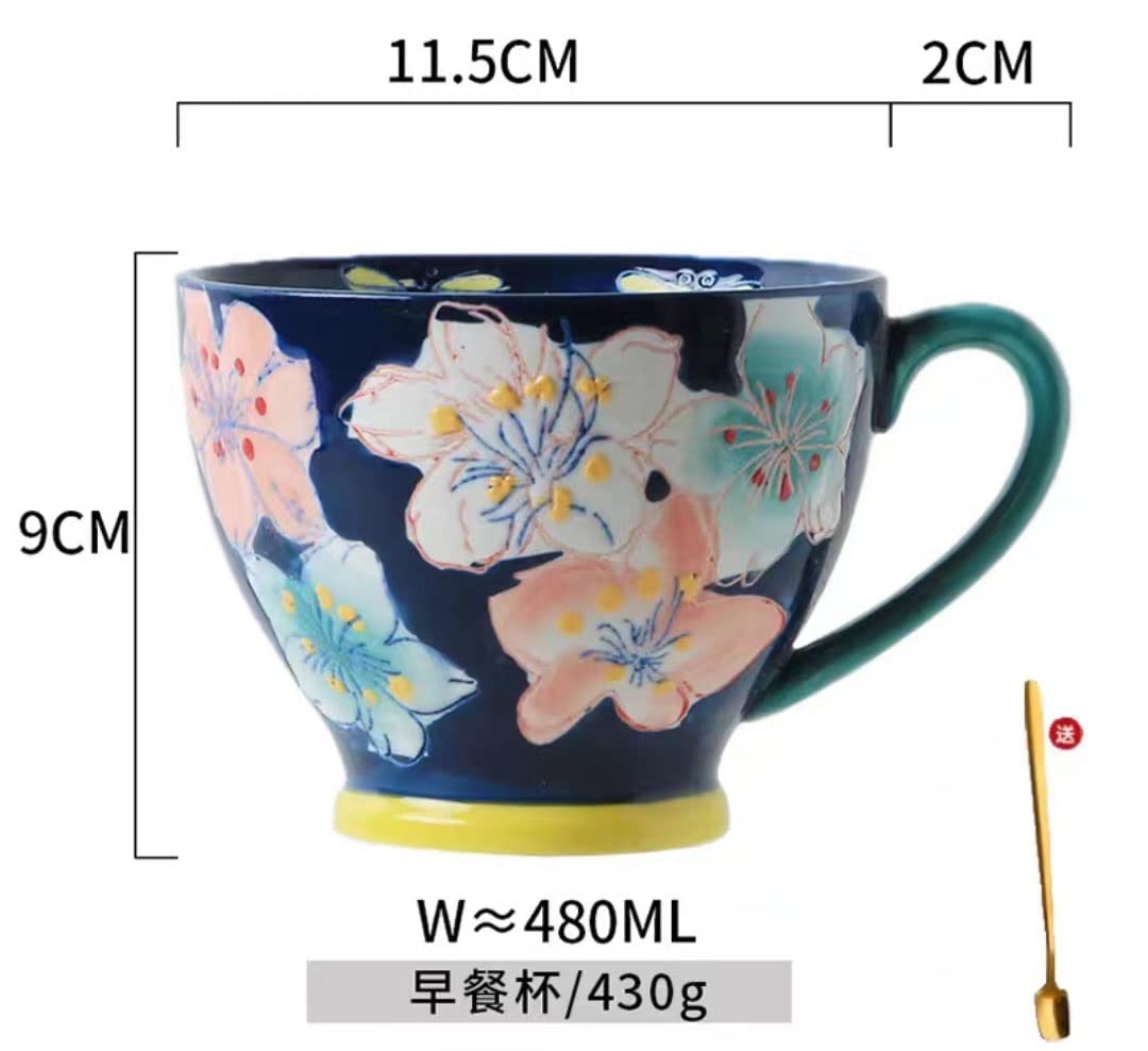 Filiżanka do herbaty, kubek z porcelany cupbone, kubek kubek do kawy, kubek do wody, kubek ceramiczny kubek płatki owsiane śniadanie kawa butelka mleka kreatywny ręcznie malowany kubek do herbaty o du