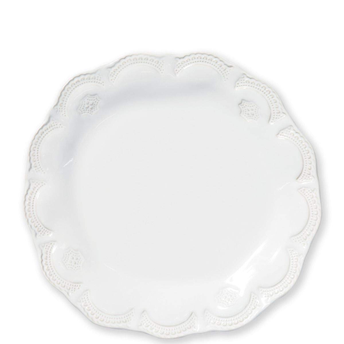 Vietri Incanto Stone White Lace Dinner Plate Handcrafted Italian Stoneware Elegant Tableware - 11.25 Inch White