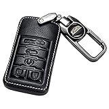 Car Key Fob Cover,Key Case for Cadillac Genuine Leather Protector Keychain CTS XTS SRX ATS Keyless Entry Remote Control Smart Pouch Bag Protector Key Holder 5 Buttons-Black