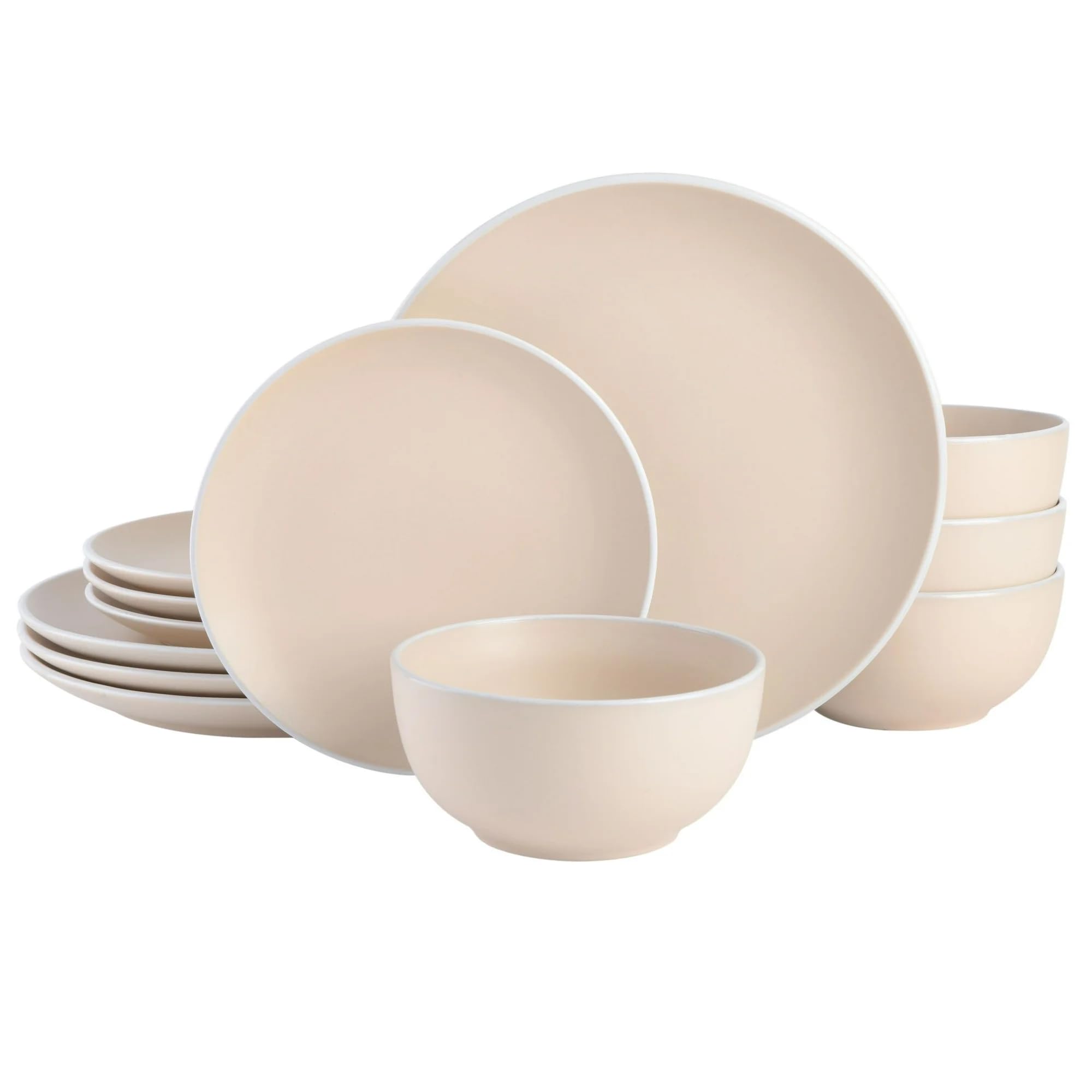 Tia Mowry 12 Piece Stoneware Dinnerware Set, Blush