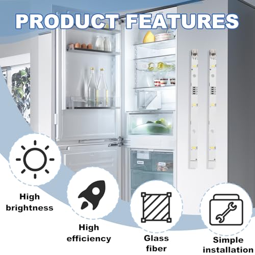 EuSupNova LED-Lichtstreifen für Gorenje, 2 Stück LED Kühlschranklampe kompatibel mit Rongsheng/Hisense Kühlschrank, Ersatz-Kühlschranklampe BCD-630WT 1629348, Kühlbeleuchtung