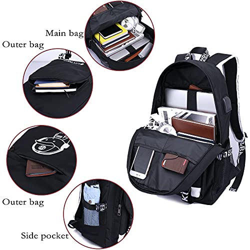 Image of Asge Large Teens School Backpacks Waterproof Nylon Football Printing for 8-15 Years Boys & Girls