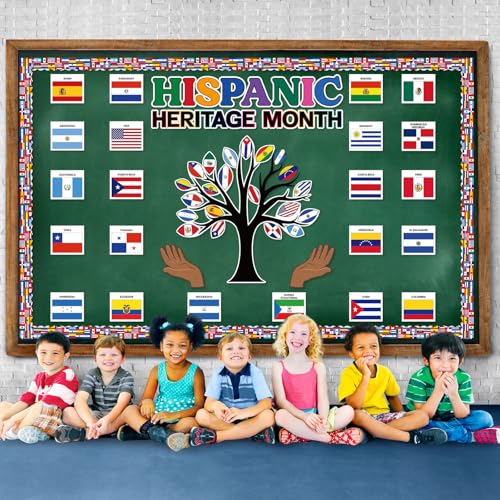 Image of Hispanic Heritage Month National Bulletin Board Cutouts Set, Hispanic Heritage Month Decoration Spanish Classroom Decorations National Flag Cutouts for Latin American Spanish Classroom Home Wall Decor