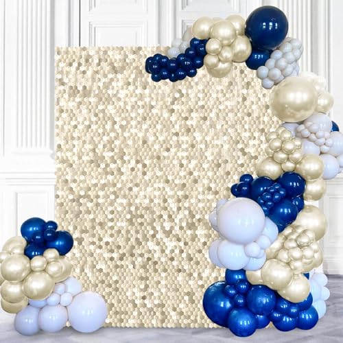 Image of Light Gold Shimmer Wall Backdrop 3x4ft Sequin Panel Sparkly Photo Background for Graduation Wedding Bachelorette Party Birthday Glitter Event Decorations