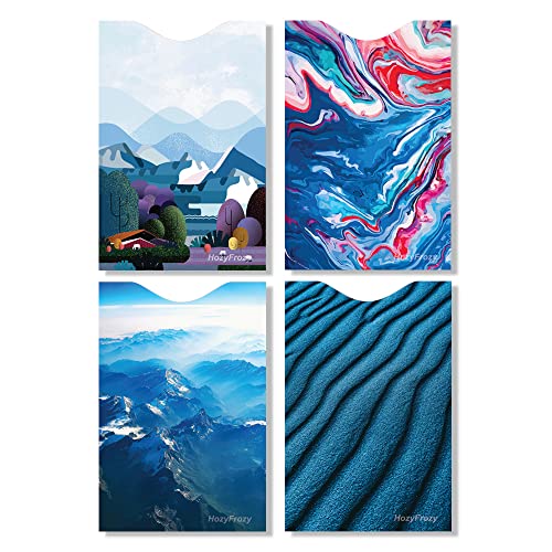 8 RFID Blocking Sleeves, Unique Designs and Arts in Blue, Anti-Theft Credit Card Holder, Credit Card Protector, Easy to Recognize, Sturdy and Perfect size for cards2