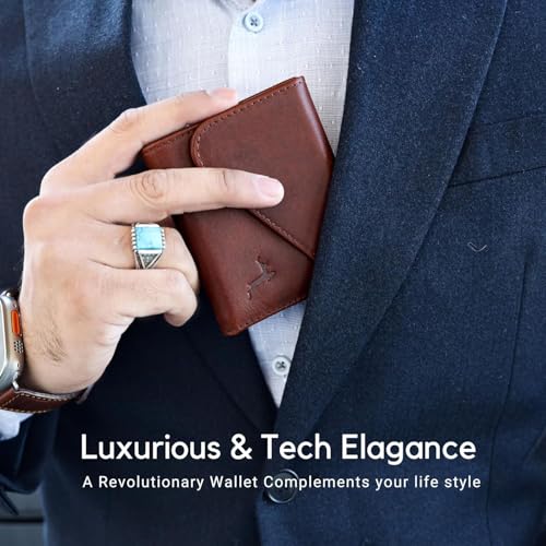 Leather RFID Wallet for Men, Slim Leather Mens Wallet, Handcraft Men's Wallets, Card Cases & Money Organizers, Magnetic Closure Sleek RFID Blocking Thin Mens Wallets with 9-12 Card Slots & Gift Box2