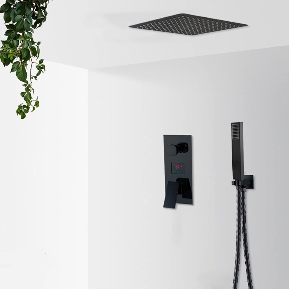 Douche effet pluie noir mat 8 pouces avec mitigeur digital pour transformer votre salle de bain