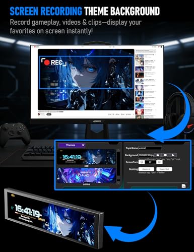 Image of upHere 9.2'' Secondary Monitor IPS LCD Screen PC Secondary Monitor USB PC Temperature Display Mini Screen with Hardware Monitoring & Custom Display for DIY PC Enthusiasts /Gaming /Sea View Chassis