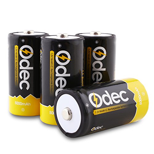 Odec Pila Ricaricabile C, 4 Pezzi 5000mAh Bassa Autoscarica da Batterie Ricaricabili C HR14 Baby
