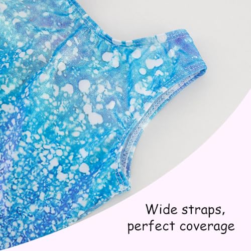 Leotards for Girls Gymnastics Toddler Dance Biketards Mermaid Unicorn Athletic Dance Wear Shiny Rainbow Blue Hotpink