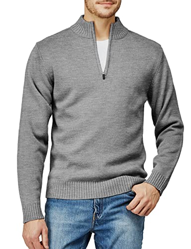 H2H Mens Casual Slim Fit Pullover Sweaters Long Sleeve Knitted Fabric Zip Up Mock Neck Polo Sweater2