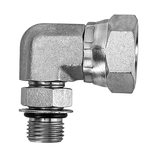 Image of Replacement 6901-06-08 90 Elbow Adapter 3 /8 inch Male BOSS Swivel ORB x 1 /2 inch NPSM Female Pipe Swivel, for Hydraulic Elbow Pipe Fittings Carbon Steel