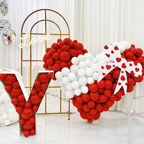 Image of 100pcs Red and White Balloons 12 Inch Thickened Latex Red White Balloons for Mother's Day Decoration Valentine's Day Birthday Wedding Mother's Day Christmas Party Decorations