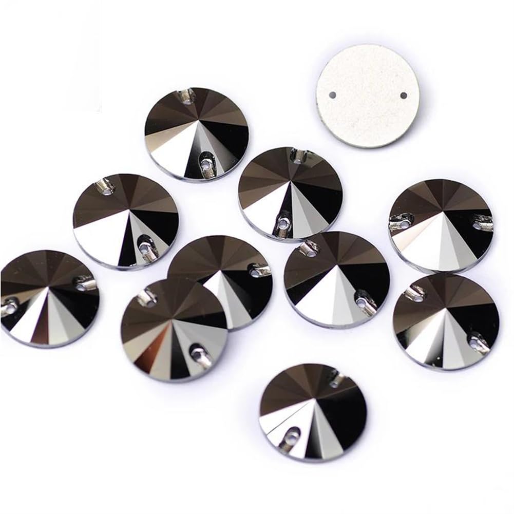 Perles Rivoli à coudre dos plat fabrication bijoux hématite jais 8mm