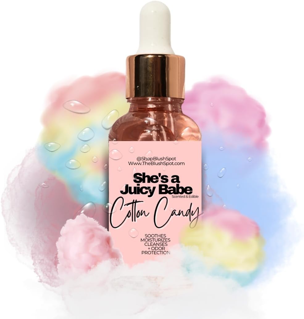 Cotton Candy Yoni Oil – Edible Yoni Oil – Scented Yoni Oil – Odor Control 1oz, Clear