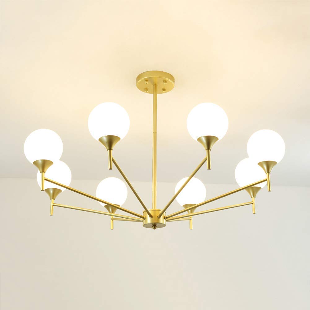 Granestner 6 Lights Sputnik Chandelier Gold Mid Century Modern Ceiling Light Fixture Adjustable Pendant Lighting Fixture for Kitchen Dining Room Living Room,Golden,8 Lights