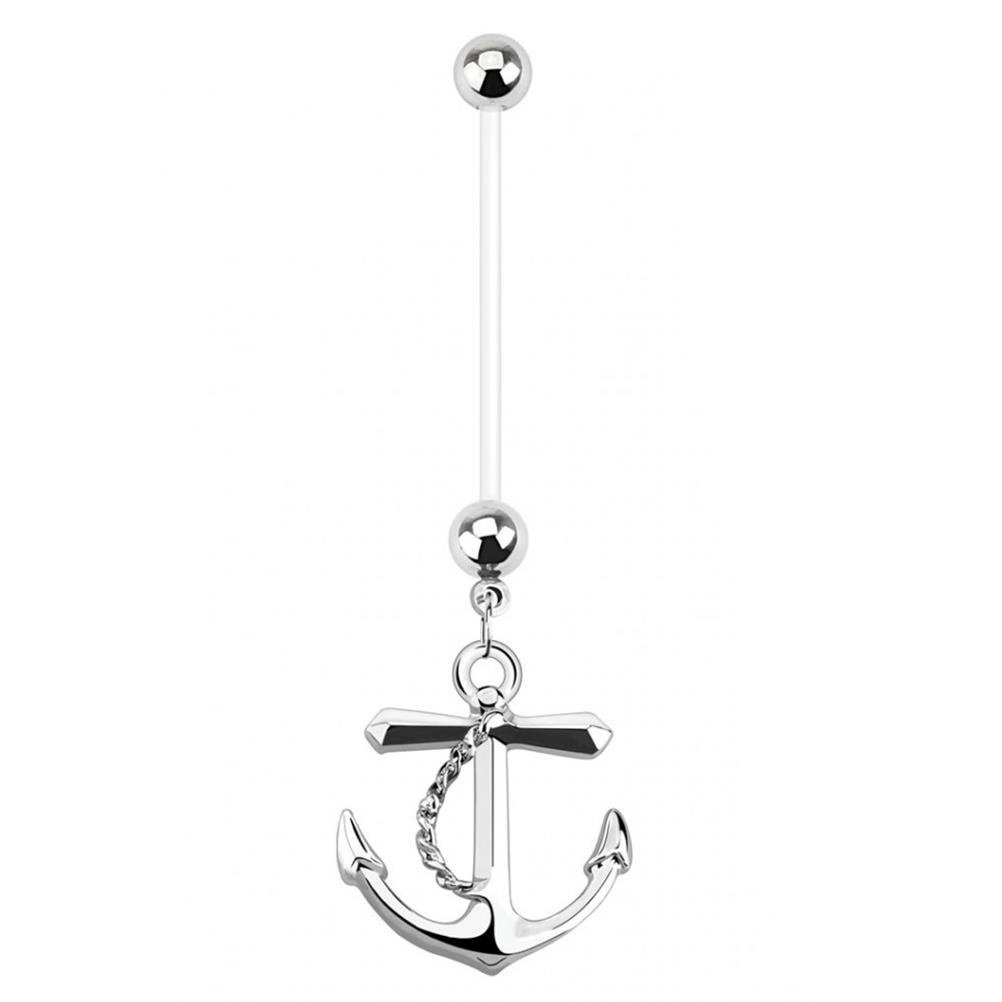 Paula & FritzBioflex Piercing para el ombligo para mujeres embarazadas de acero inoxidable quirúrgico 316L con colgante de ancla