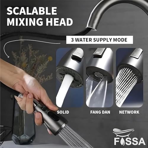 Image of Fossa 47 inchx18 inchx10 inch Double Bowl Waterfall Kitchen Sink Honeycomb Embossed Sink with Black Nano Coating, Premium Stainless Steel, Rectangular Workstation, Faucet With Included All Accessories (Black)