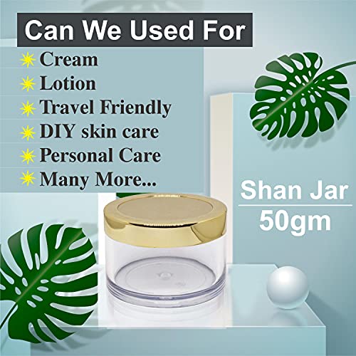 Image of Zenvista Empty Cosmetic Containers, Acrylic Jars, Small Containers For Cosmetics, Lip Balm Containers, Transparent Jar With Gold Cap-50gm (Pack of 5)