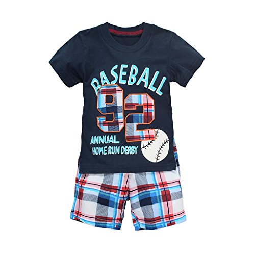 Image of Little Boys /Girls Shorts Clothes Set 2Pcs,1-8 Years (Navy Short-Baseball, 7-8 Years)