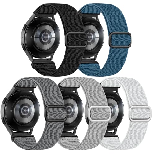 Image of Lerobo Elastic Bands Compatible with Samsung Galaxy Watch 6 5 4 7 FE Band 40mm 44mm 45mm /for Galaxy Watch 6 4 Classic Band 42mm 46mm 43mm 47mm /Active 2,5Pack 20mm Soft Adjustable Nylon Solo Loop Band