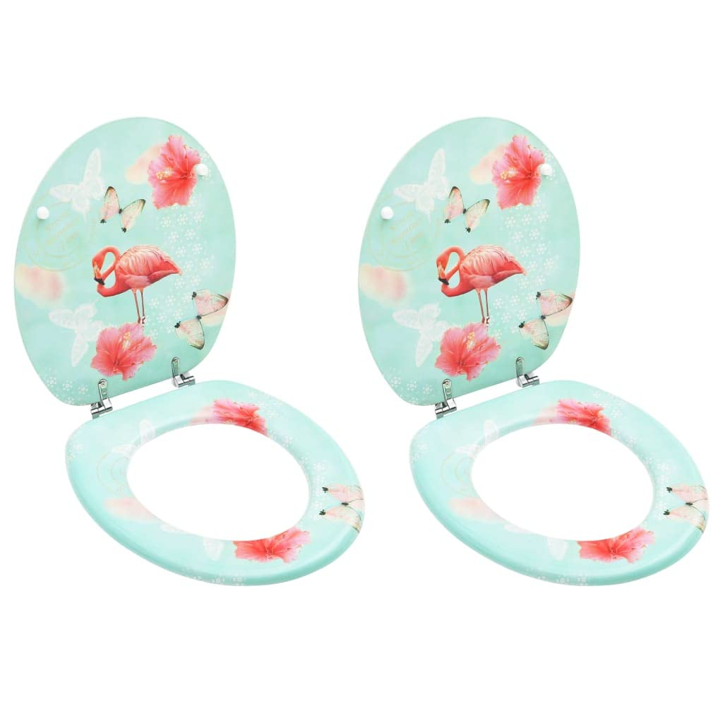 Set di 2 sedili anteriori per WC con coperchi con chiusura morbida MDF Design fenicottero 02_0002973