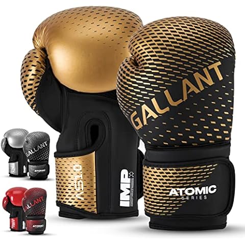 Gallant Atomic Boxing Gloves Pro Training Sparring Muay Thai, Wrist support & Max Comfort For Heavy Punching Bag Work Focus Mitts Pads Speed Ball MMA Fitness Gym For Men Women Kids (10oz, Gold) Cover