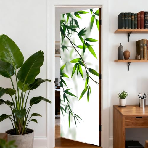 Image of Nuxovilar Bamboo Door Stickers Peel Stick PVC 30.3x78.7 Inches Cover