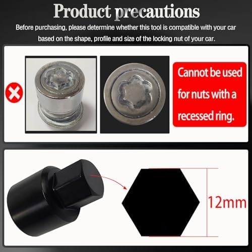 Image of B-Wheel Locking Nut Key Compatible with Toyota Models, Lexus, Tacoma, Wheel Lock Nut Socket Adapter, Anti-Theft Lug Removal Tool, Socket Remover Repair Tool