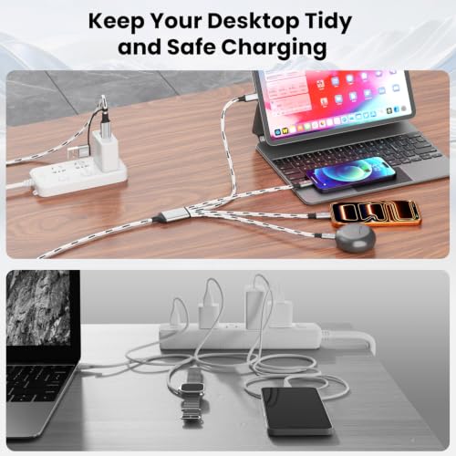Image of Multi Charging Cable 5FT, 4 in 1 Charging Cables for Multiple Devices White