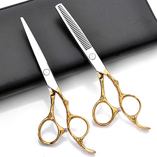 Professional Hair Cutting Shears, 6 inch professional japan steel plum hair scissors cutting barber salon thinning shears hairdressing scissors (Color : Set)