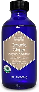 Zongle USDA Certified Organic Ginger Essential Oil, Safe to Ingest, Zingiber Officinale, 1 OZ