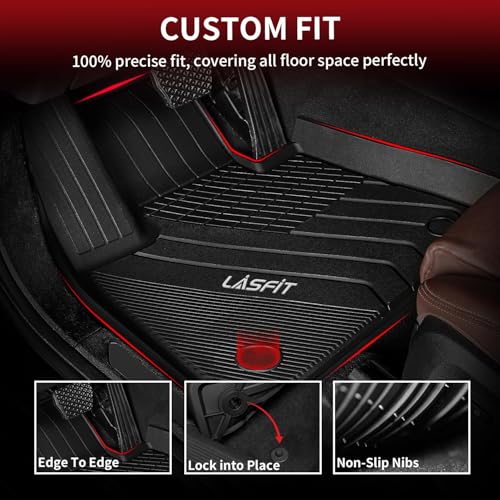 Image of LASFIT Floor Mats for BMW X6 G06 2020-2026 2027 | All Weather TPE Custom Fit Floor Liners, 1st & 2nd Row Car Mats Accessories, Black