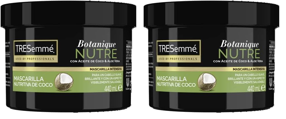 TRESemmé Mascarilla Intensiva Sin siliconas Ni colorantes Botanique Nutre para pelo seco o dañado con Aceite de Coco y Aloe Vera, hidrata y fortalece 440ml (Paquete de 2)