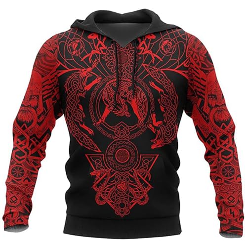 Norse Viking Wolf Hoodie 3D Print Man Vegvisir Odin Fenrir Celtic Knot Rune Unisex Pullover suitable Spring and Autumn hoodie