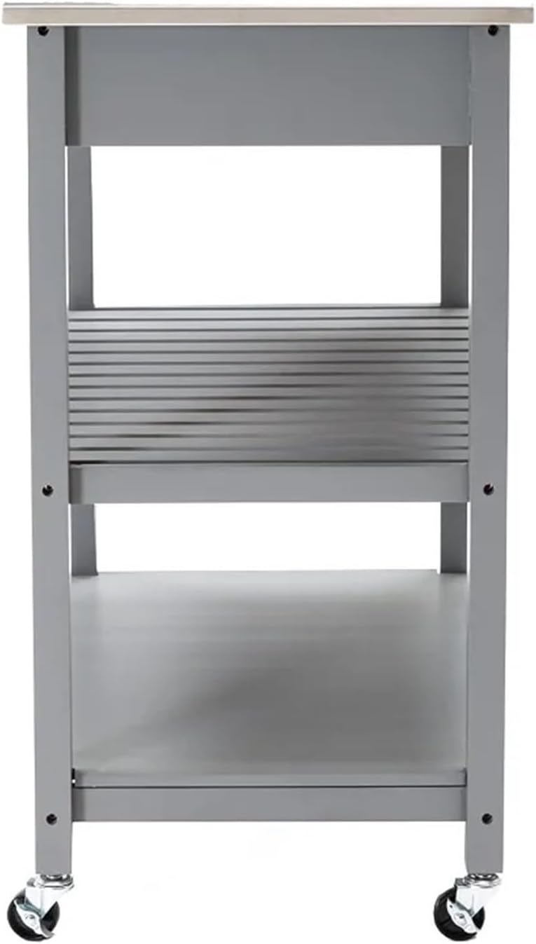 Storage Trolley Kitchen Cart with Stainless Steel Top,Rolling Storage,Gray Shelving Organizer