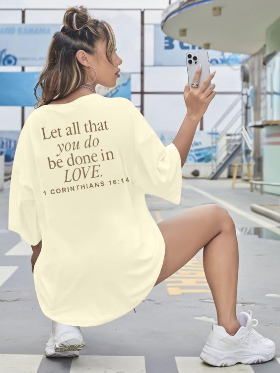 Christian Shirts for Women Oversized Jesus Shirt Religious Faith Tshirts Inspirational Graphic Tees Short Sleeve Top - Image 4